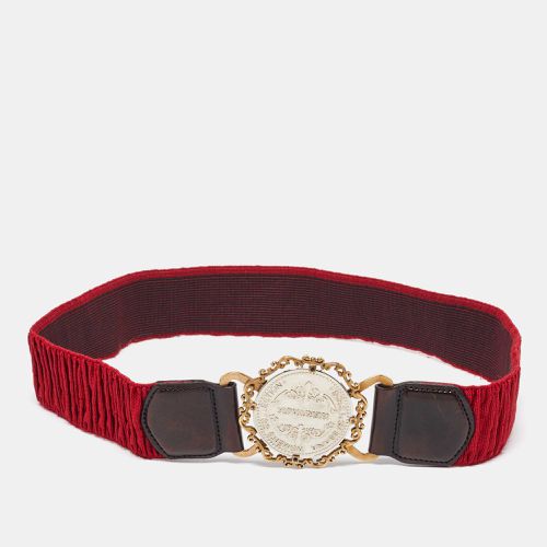 Dolce & Gabbana Red Elastic Gaufre Heritage Buckle Belt 70CM - Dolce & Gabbana - Modalova