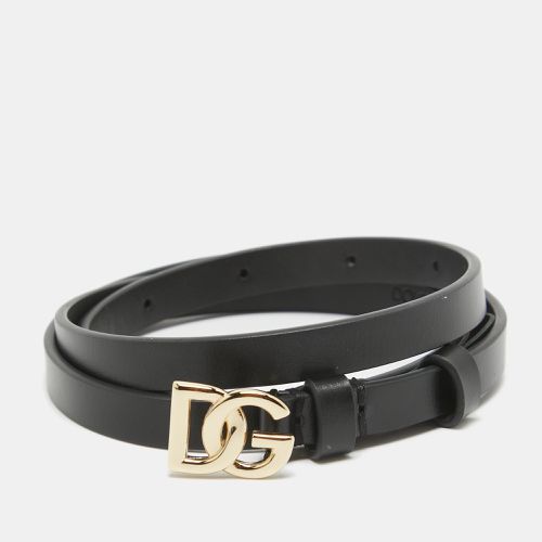 Dolce & Gabbana Black Leather DG Logo Slim Belt 70 CM - Dolce & Gabbana - Modalova