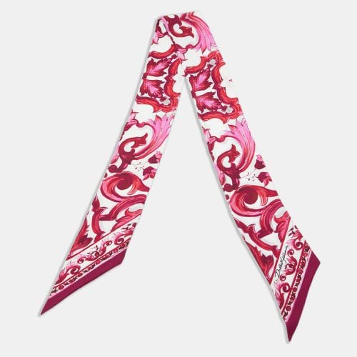 Dolce & Gabbana Pink/White Majolica Print Silk Bandeau Head Scarf - Dolce & Gabbana - Modalova