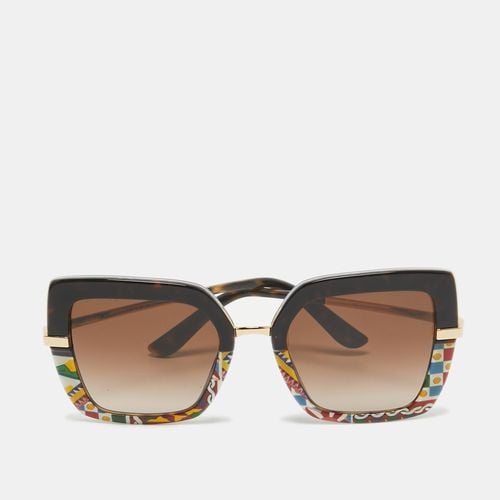 Dolce & Gabbana Dark Brown Gradient Printed DG4373 Oversized Sunglasses - Dolce & Gabbana - Modalova