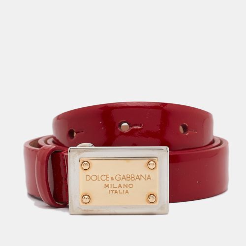 Dolce & Gabbana Red Patent Leather Logo Plaque Belt 75 CM - Dolce & Gabbana - Modalova