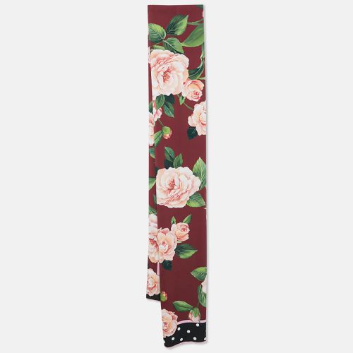 Dolce & Gabbana Exclusive Burgundy Rose Print Silk Scarf - Dolce & Gabbana - Modalova