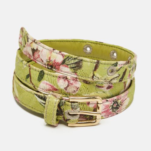 Dolce & Gabbana Green Floral Print Fabric Slim Buckle Belt 75CM - Dolce & Gabbana - Modalova