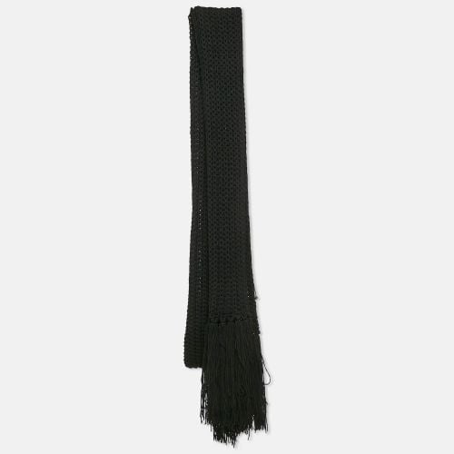 Dolce & Gabbana Black Crochet Rib Knit Fringed Stole - Dolce & Gabbana - Modalova