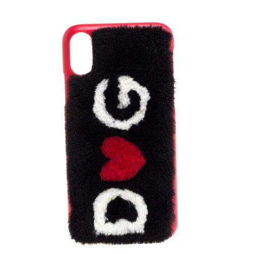 Dolce & Gabbana Black/Red Fur Logo Plaque iPhone X Cover - Dolce & Gabbana - Modalova