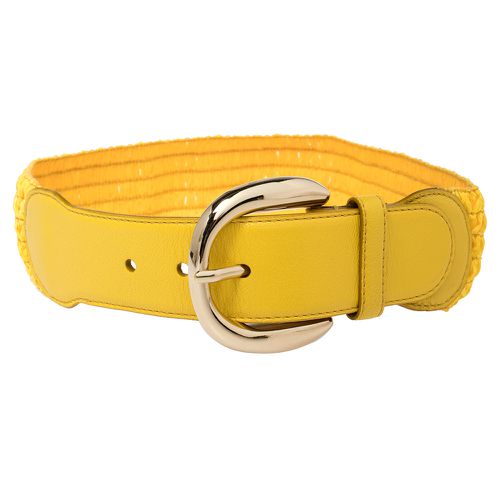 Dolce & Gabbana Yellow Leather and Straw Elastic Waist Belt 70 CM - Dolce & Gabbana - Modalova