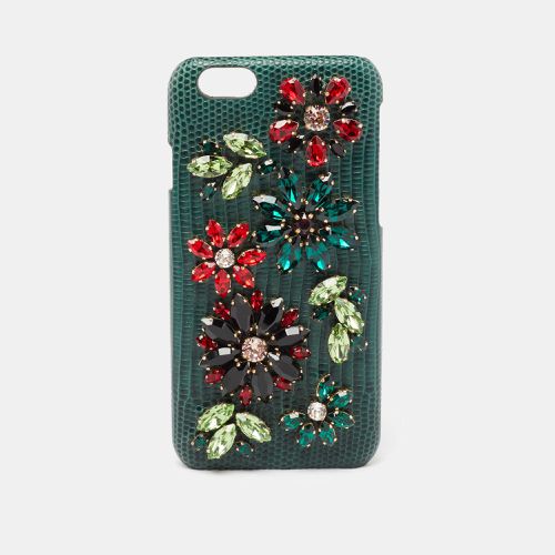 Dolce & Gabbana Green Lizard Embossed Leather Crystal Embellished iPhone 6 Case - Dolce & Gabbana - Modalova