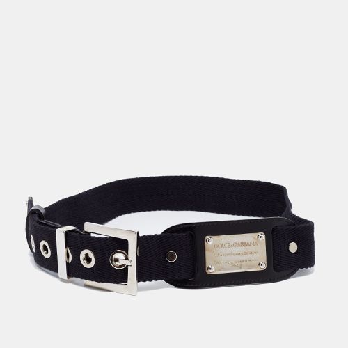 Dolce & Gabbana Black Canvas and Leather Logo Plaque Belt - Dolce & Gabbana - Modalova