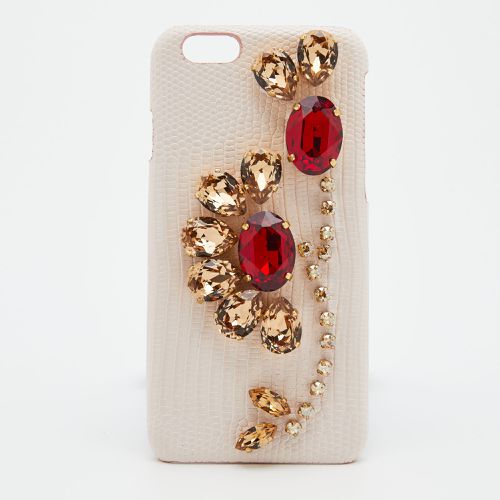 Dolce & Gabbana Pink Lizard Embossed Leather Crystal Embellished iPhone 6 Case - Dolce & Gabbana - Modalova