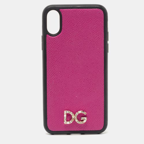 Dolce & Gabbana Pink/Black Leather iPhone X Cover - Dolce & Gabbana - Modalova