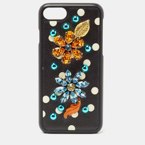 Dolce & Gabbana Black/White Polka Print Leather Crystals Embellished iPhone7 Case - Dolce & Gabbana - Modalova