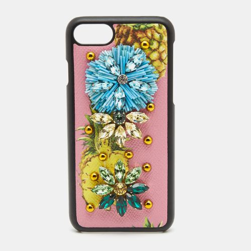 Dolce & Gabbana Pink/Yellow Fruit Print Leather Crystals Embellished iPhone 7 Cover - Dolce & Gabbana - Modalova