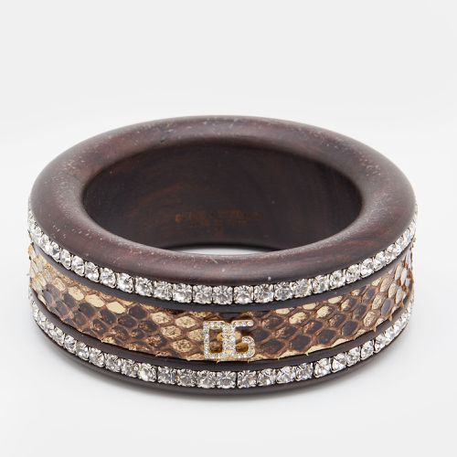 Dolce & Gabbana Brown Crystal Embellished Python Insert Bangle M - Dolce & Gabbana - Modalova