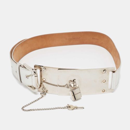 Dolce & Gabbana Silver Leather Padlock Metal Waist Belt 90 CM - Dolce & Gabbana - Modalova