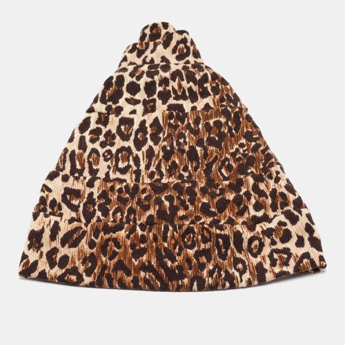 Leopard Pattern Cashmere Tiered Beanie Hat Size 57 - Dolce & Gabbana - Modalova