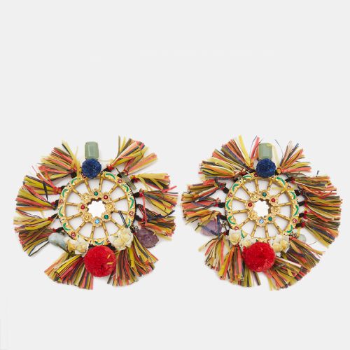 Dolce & Gabbana Multicolor Pom Pom & Tassel Oversized Clip On Earrings - Dolce & Gabbana - Modalova