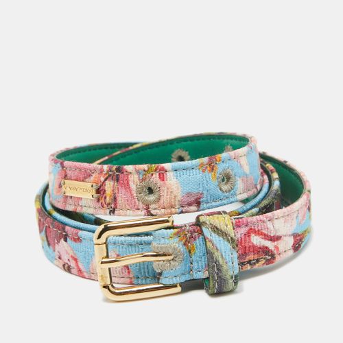 Dolce & Gabbana Multicolor Floral Print Fabric Slim Buckle Belt 80CM - Dolce & Gabbana - Modalova