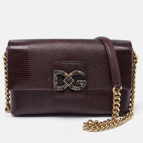 Dolce & Gabbana Burgundy Lizard Embossed Leather DG Millennials Shoulder Bag - Dolce & Gabbana - Modalova