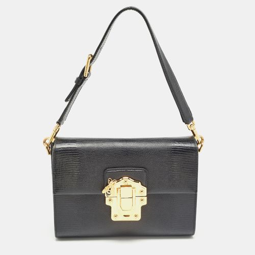 Lizard Embossed Leather Medium Lucia Shoulder Bag - Dolce & Gabbana - Modalova