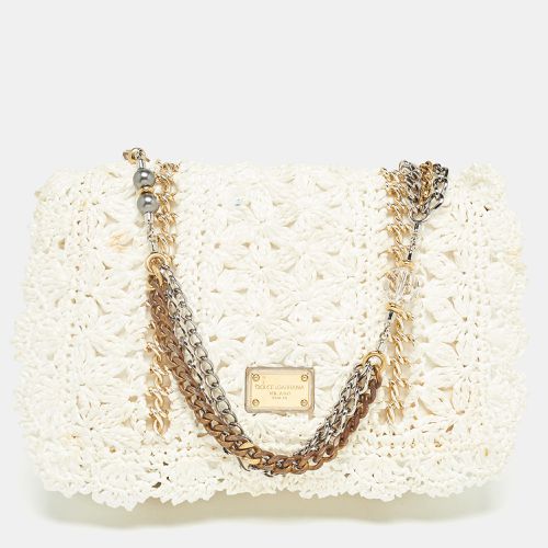 Dolce & Gabbana White Straw Crochet Miss Charles Shoulder Bag - Dolce & Gabbana - Modalova