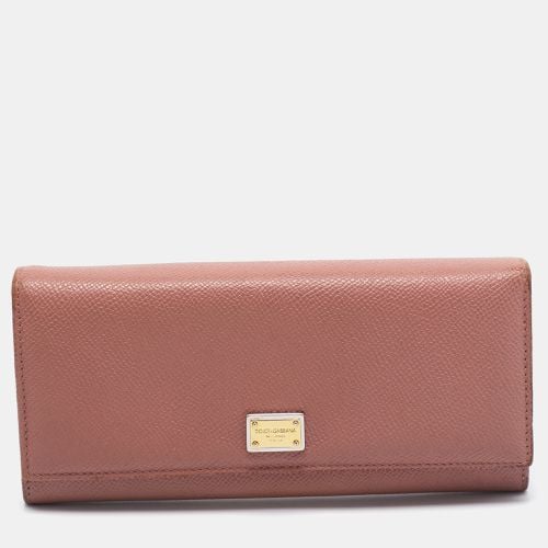 Dolce & Gabbana Dusty Pink Leather Flap Continental Wallet - Dolce & Gabbana - Modalova