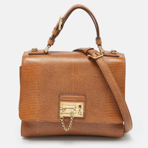 Dolce & Gabbana Brown Lizard Embossed Leather Medium Miss Monica Top Handle Bag - Dolce & Gabbana - Modalova