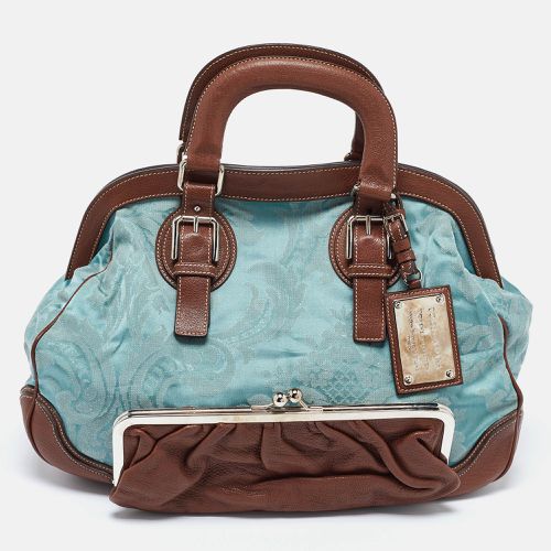 Dolce & Gabbana Brown/Blue Brocade Fabric and Leather Miss Romantique Satchel - Dolce & Gabbana - Modalova