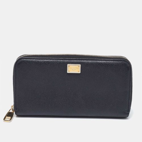 Dolce & Gabbana Black Leather Zip Around Wallet - Dolce & Gabbana - Modalova