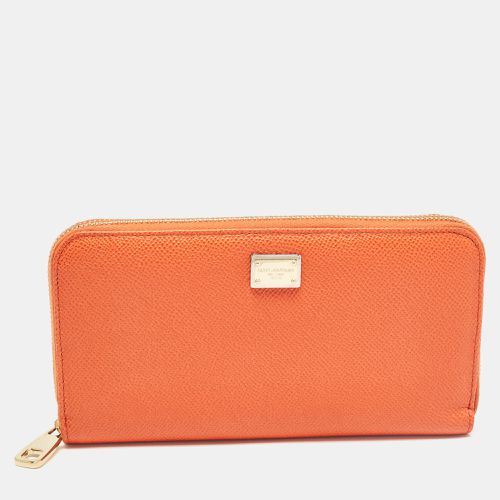 Dolce & Gabbana Orange Leather Zip Around Wallet - Dolce & Gabbana - Modalova