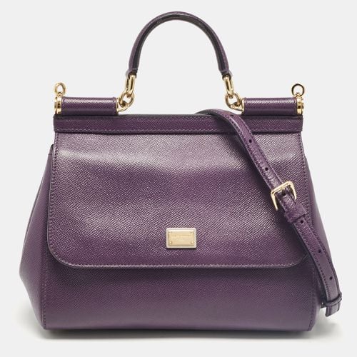 Dolce & Gabbana Purple Leather Medium Miss Sicily Top Handle Bag - Dolce & Gabbana - Modalova