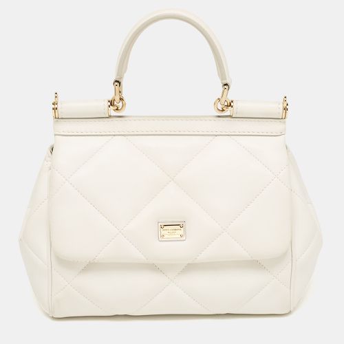 Dolce & Gabbana White Quilted Leather Small Miss Sicily Top Handle Bag - Dolce & Gabbana - Modalova