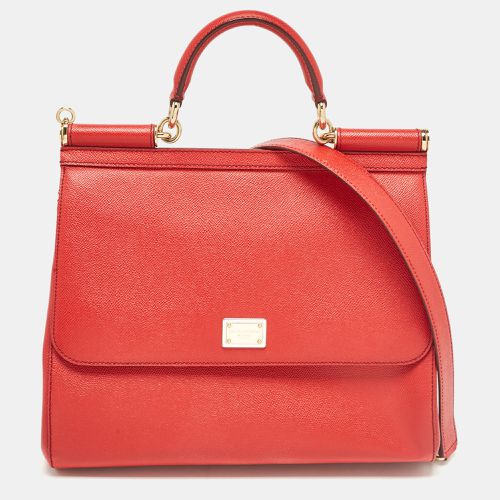 Dolce & Gabbana Red Leather Large Miss Sicily Top Handle Bag - Dolce & Gabbana - Modalova