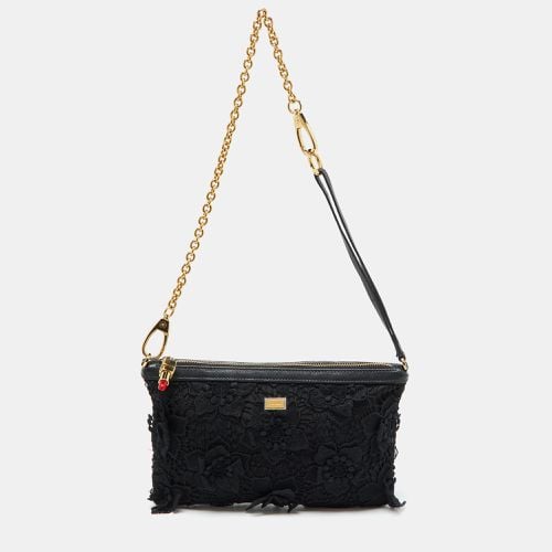 Lace and Leather Shoulder Bag - Dolce & Gabbana - Modalova