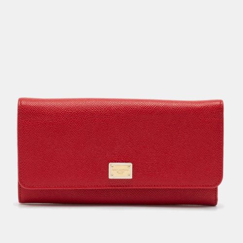 Dolce & Gabbana Red Leather Flap Continental Wallet - Dolce & Gabbana - Modalova