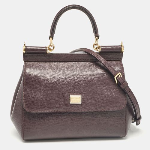 Dolce & Gabbana Purple Leather Small Miss Sicily Top Handle Bag - Dolce & Gabbana - Modalova