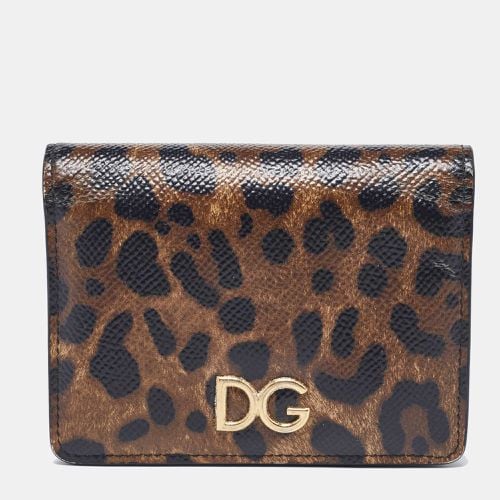 Dolce & Gabbana Brown Leopard Print Leather DG Logo Compact Wallet - Dolce & Gabbana - Modalova