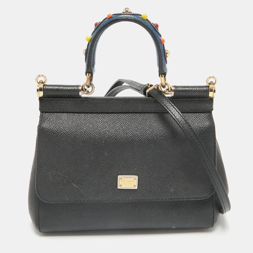 Dolce & Gabbana Black Leather Small Studded Miss Sicily Top Handle Bag - Dolce & Gabbana - Modalova