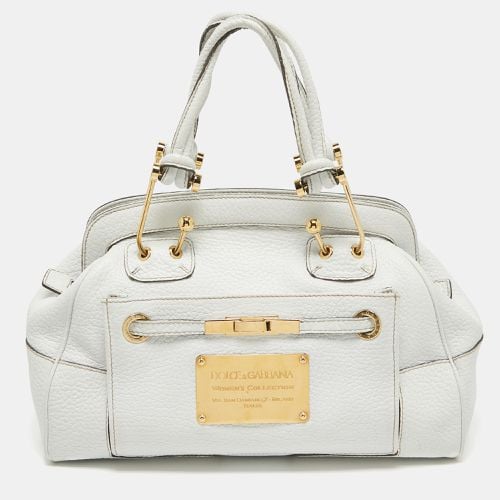 Dolce & Gabbana White Leather Logo Frame Satchel - Dolce & Gabbana - Modalova