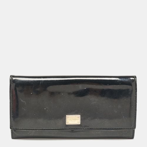 Dolce & Gabbana Black Patent Leather Logo Flap Continental Wallet - Dolce & Gabbana - Modalova