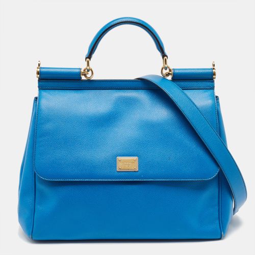 Dolce & Gabbana Blue Leather Large Miss Sicily Top Handle Bag - Dolce & Gabbana - Modalova