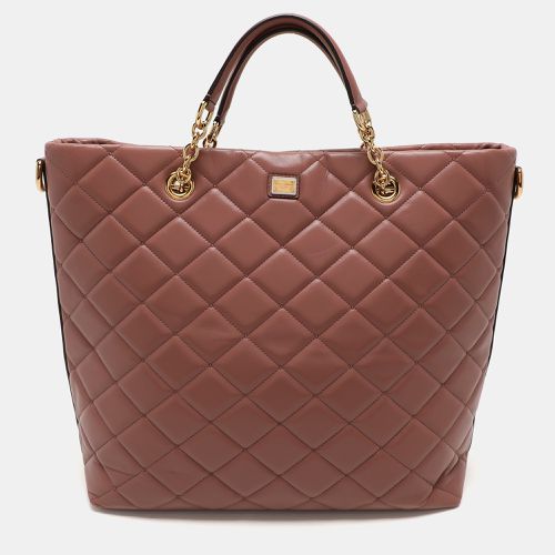 Dolce & Gabbana Beige Quilted Leather Chain Shopper Tote - Dolce & Gabbana - Modalova