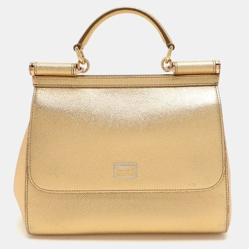 Dolce & Gabbana Gold Leather Medium Miss Sicily Top Handle Bag - Dolce & Gabbana - Modalova