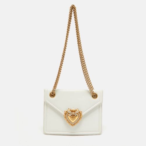 Dolce & Gabbana White Leather Devotion Chain Shoulder Bag - Dolce & Gabbana - Modalova