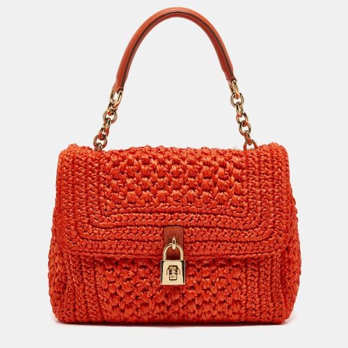 Dolce & Gabbana Orange Crochet Straw Padlock Top Handle Bag - Dolce & Gabbana - Modalova