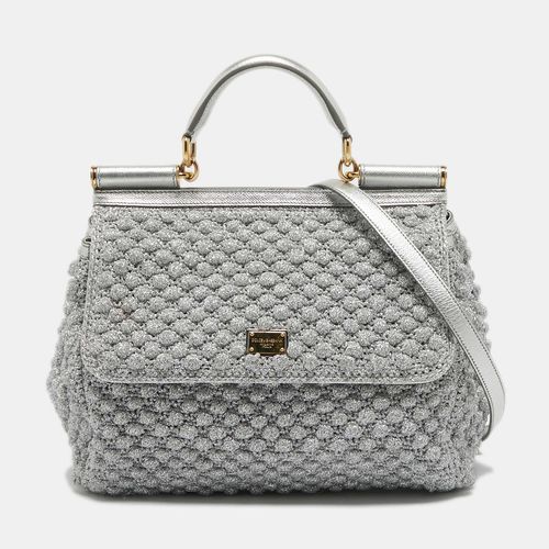 Crochet Lurex Fabric and Leather Large Miss Sicily Top Handle Bag - Dolce & Gabbana - Modalova