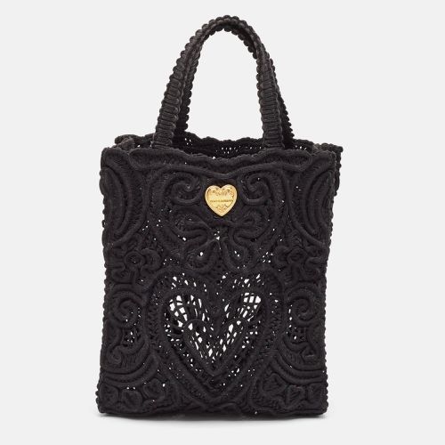 Dolce & Gabbana Black Crochet Fabric Small Beatrice Tote - Dolce & Gabbana - Modalova