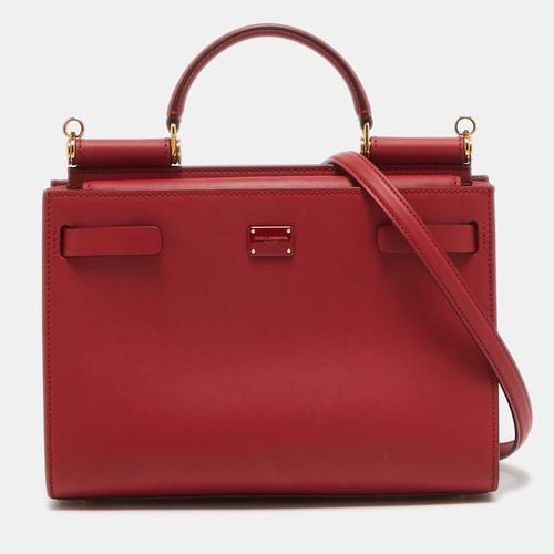 Dolce & Gabbana Red Leather Medium Sicily 62 Top Handle Bag - Dolce & Gabbana - Modalova