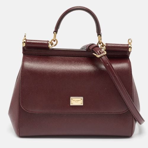 Dolce & Gabbana Burgundy Leather Medium Miss Sicily Top Handle Bag - Dolce & Gabbana - Modalova