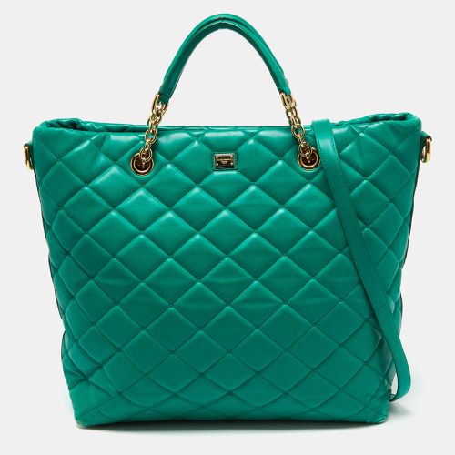 Dolce & Gabbana Green Quilted Leather Chain Shopper Tote - Dolce & Gabbana - Modalova