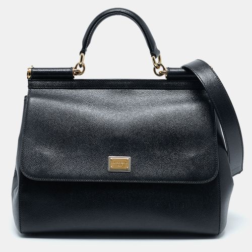 Dolce & Gabbana Black Leather Large Miss Sicily Top Handle Bag - Dolce & Gabbana - Modalova